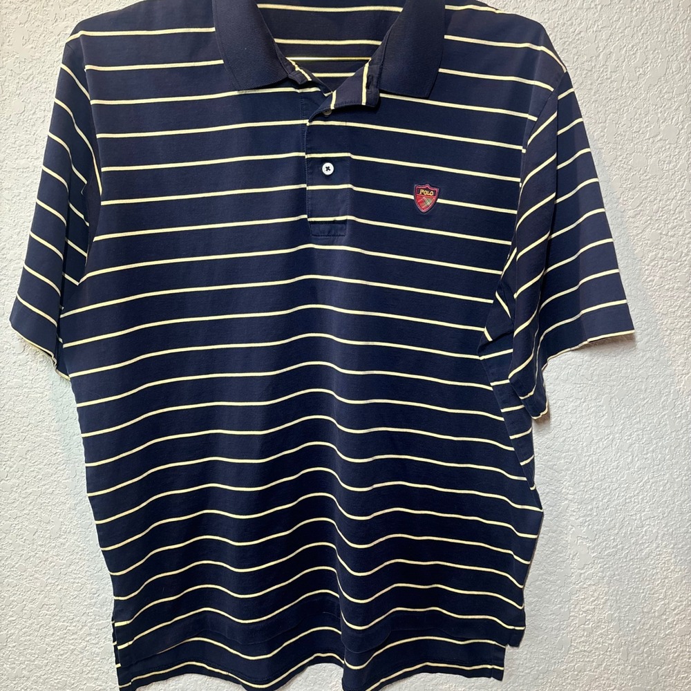 Polo Golf Ralph Lauren Striped Polo Shirt Short Sleeve Casual Top L